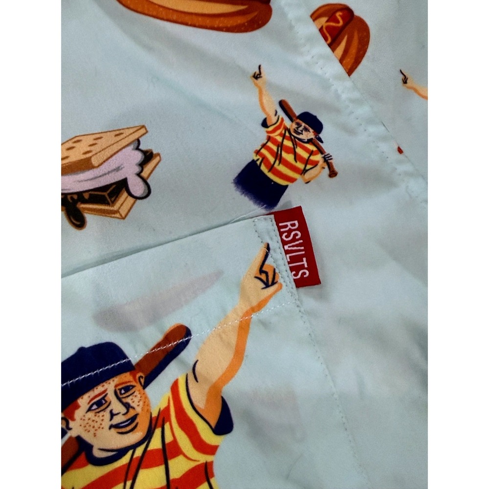 RSVLTS The Sandlot Ham Porter Smores Hot Dog Button Down Shirt Mens Large L Blue - Picture 5 of 11